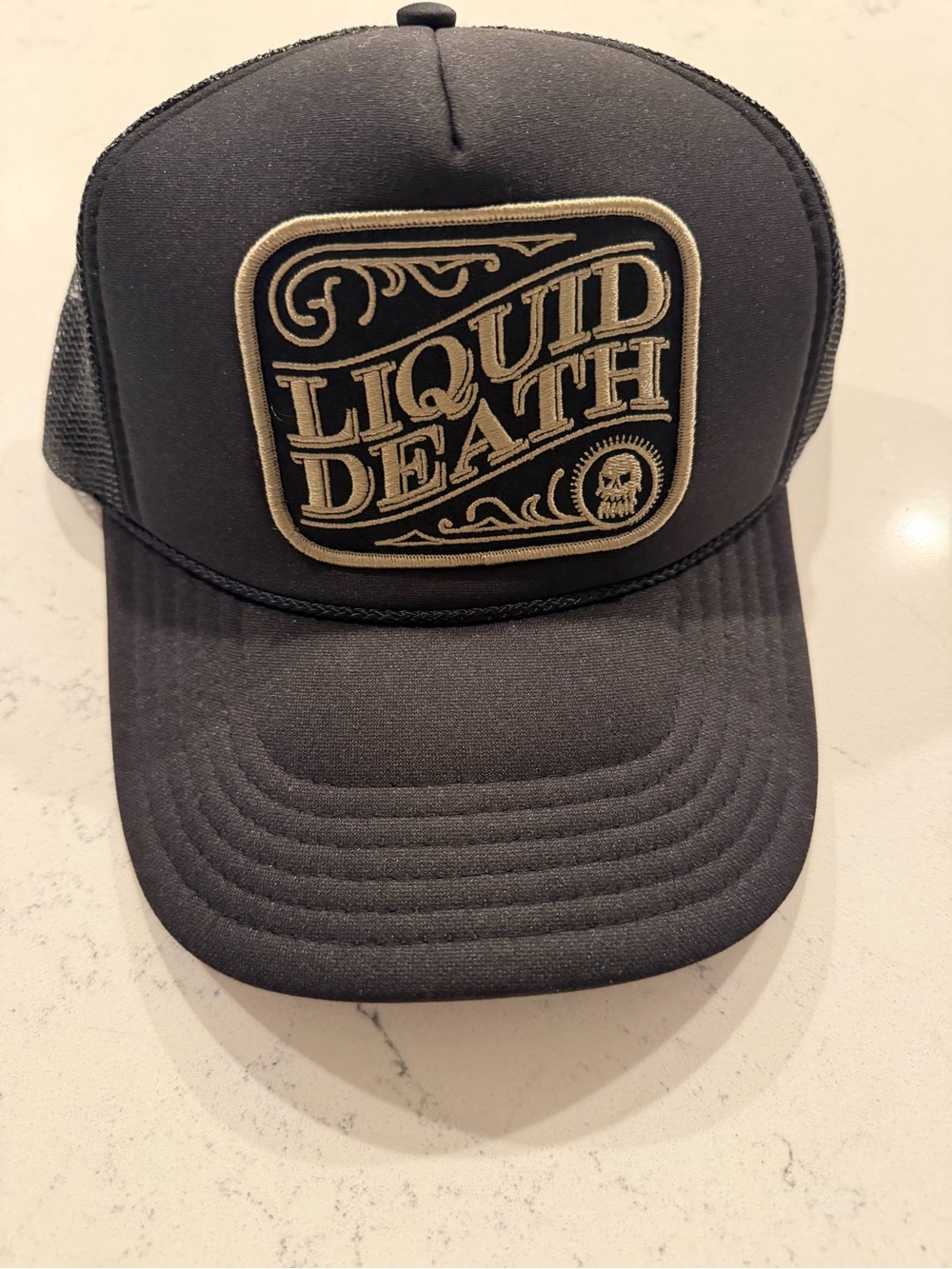 Liquid Death Black and Gold Foam Trucker Hat NWOT